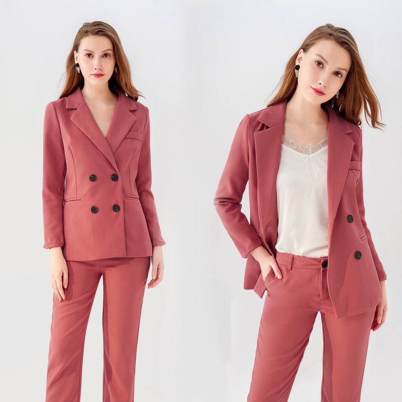 Women's Set Autumn Winter Long Sleeve Blazer Pants Women Sets two Breasted Jacket Formal Suit 2 Pieces Office Lady 220315