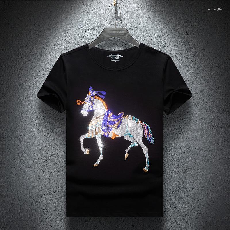 Men's T-Shirts Summer Men's Short-sleeved Cotton T-shirt Shinning Luxury Horse Drilling Casual Rhinestone Tshirt Big SizeMen's Imon22, Black
Men's T-Shirts Summer Men's Short-sleeved Cotton T-shirt Shinning Luxury Horse Drilling Casual Rhinestone Tshirt Big SizeMen's Imon22, Black
