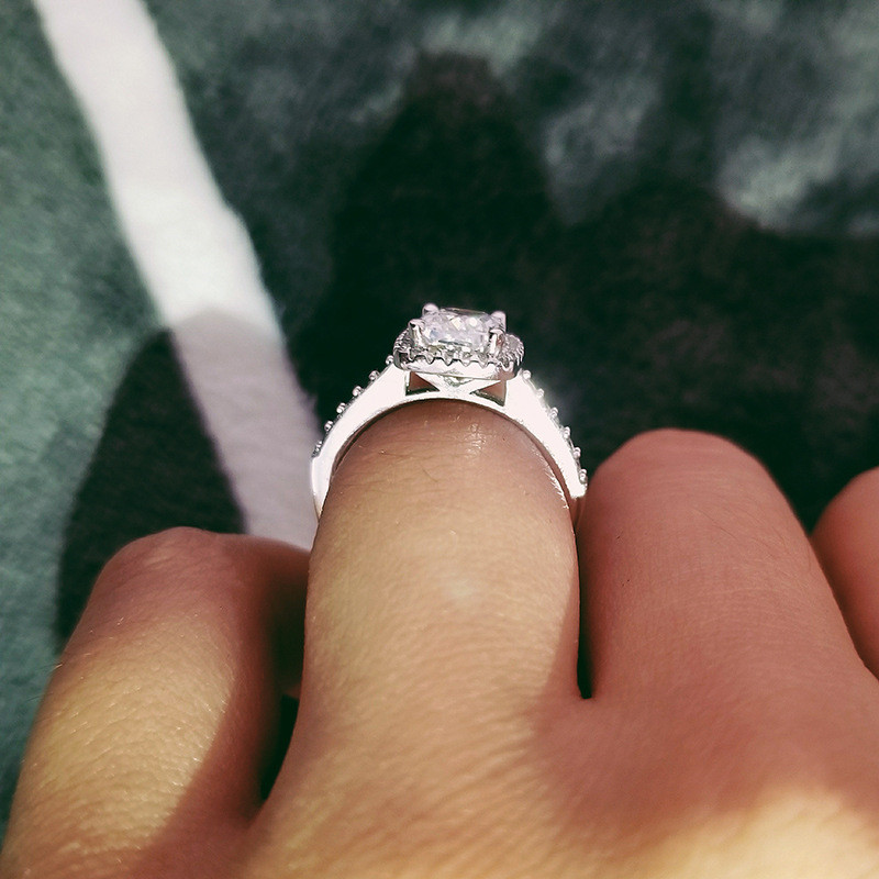 Sparkling Wedding Rings Luxury Jewelry 925 Sterling Silver Cushion Shape 5A Cubic Zircon CZ Diamond Gemstones Party Eternity Women Couple Ring Set Gif