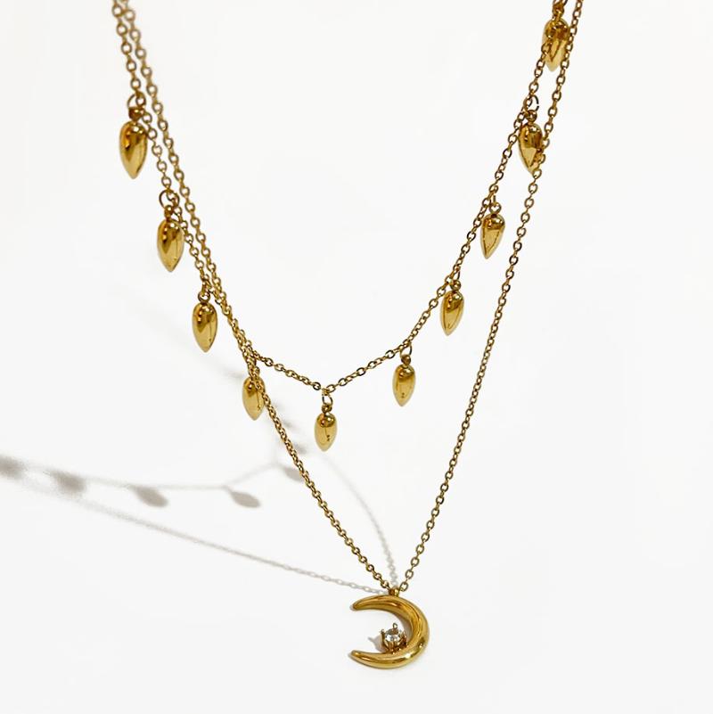 Pendant Necklaces Peri'sbox Exquisite Cubic Zirconia Crescent Moon Necklace Waterdrop Tassel Stainless Steel Layered For WomenPendant
Pendant Necklaces Peri'sbox Exquisite Cubic Zirconia Crescent Moon Necklace Waterdrop Tassel Stainless Steel Layered For WomenPendant