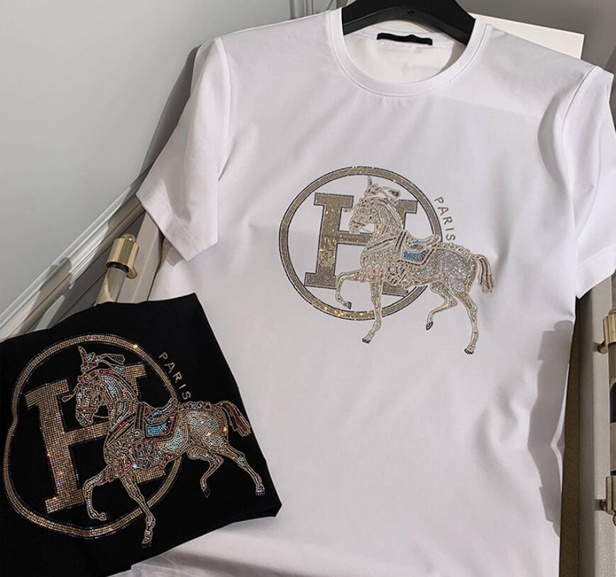 Men's T-Shirts European station short-sleeved men's T-shirt hot diamond golden horse trend thin section cool round neck mercerized cotton top half-sleeve t-shirt, W1
Men's T-Shirts European station short-sleeved men's T-shirt hot diamond golden horse trend thin section cool round neck mercerized cotton top half-sleeve t-shirt, W1