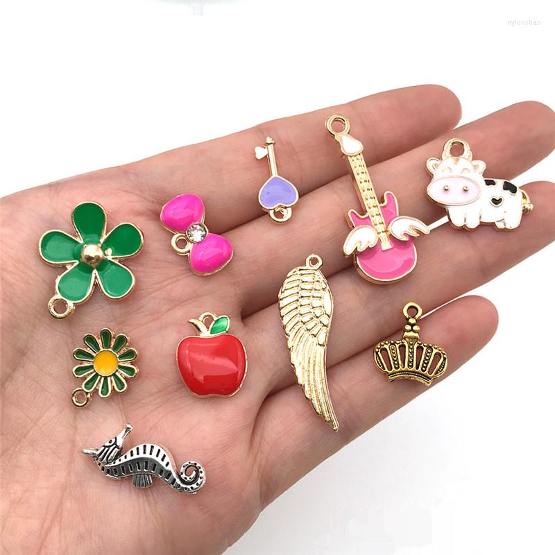 Charms 400Pcs/set Colorful Enamel Alloy Normal Charm Pendant For Bracelet Earring Accessories Diy Jewelry Making NecklaceCharms