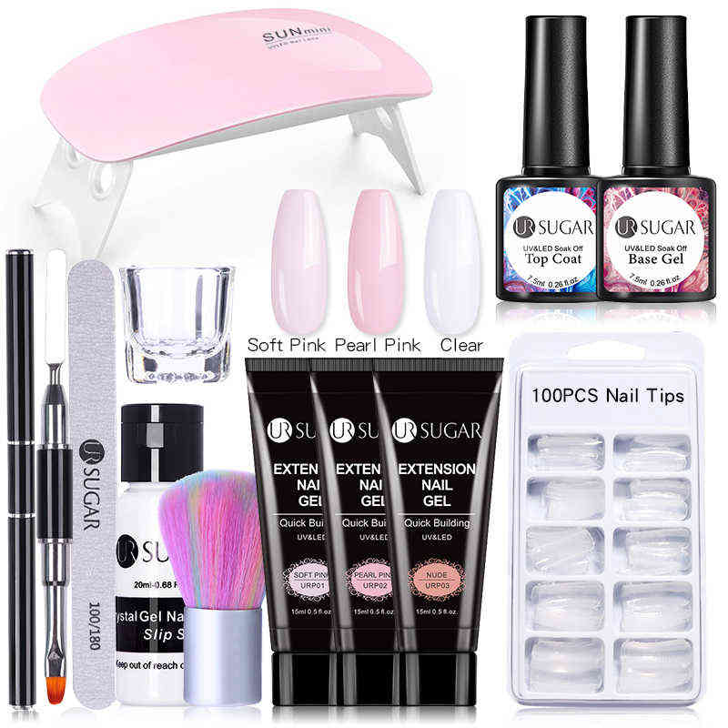 NXY Nail Gel Extension Set 6w Led Lamp Full Manicure Quick Kit Building Finger s Tool 0328