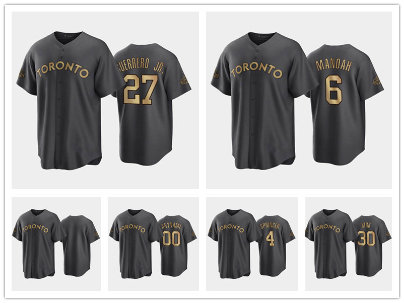 Toronto''Blue Jays''MEN Alejandro Kirk #30 George Springer #4 Vladimir Guerrero Jr. #27 Alek Manoah #6 2022 All-Star AL Charcoal baseball Jersey Replica, Custom name number
Toronto''Blue Jays''MEN Alejandro Kirk #30 George Springer #4 Vladimir Guerrero Jr. #27 Alek Manoah #6 2022 All-Star AL Charcoal baseball Jersey Replica, Custom name number