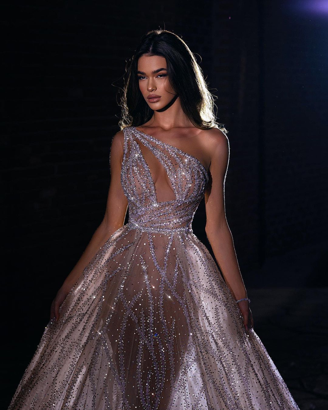 Glamorous Retro Illusion Prom Dresses Sleeveless One Shoulder Beading Evening Dress Custom Made See Through Sequined Party Gown