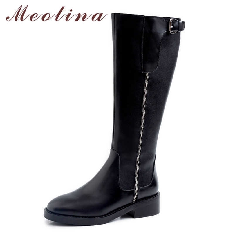 Meotina Winter Riding Boots Women Natural Genuine Leather Thick Heel Knee High Boots Zipper Round Toe Shoes Ladies Autumn 3439 210608, Black synthetic lini
Meotina Winter Riding Boots Women Natural Genuine Leather Thick Heel Knee High Boots Zipper Round Toe Shoes Ladies Autumn 3439 210608, Black synthetic lini