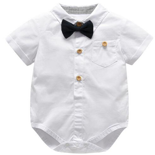 Clothing Set Toddler Infant boys Short Sleeve Top Rompers Suspender Pants Bow Tie Three-Piece Suit kids Baby Clothes