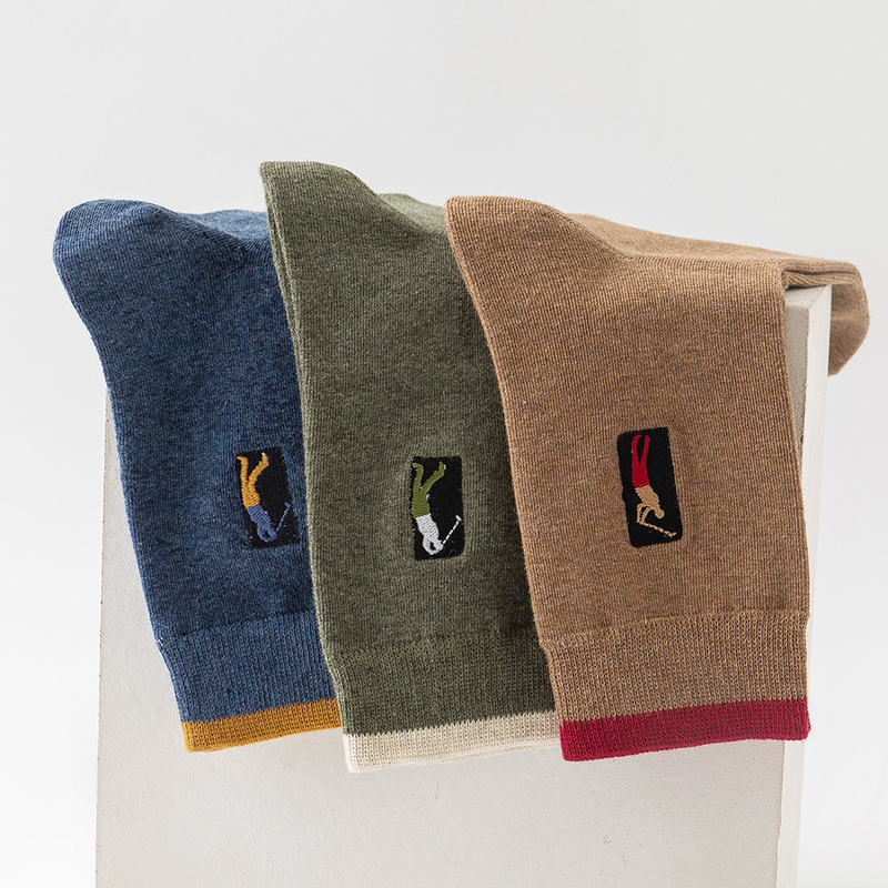 5 pairs High Quality Embroidery Men's Cotton Socks For Male Business Deodorant Dress socks men's Outdoor Baseball 220323