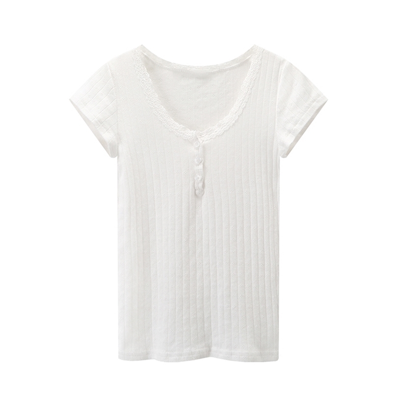 PUWD Y2K Cute Girl Cotton Hollow Out Lace T-Shirt Fashion Ladies Slim Short Sleeve Button Top Summer O Neck Tees 220401, White
PUWD Y2K Cute Girl Cotton Hollow Out Lace T-Shirt Fashion Ladies Slim Short Sleeve Button Top Summer O Neck Tees 220401, White