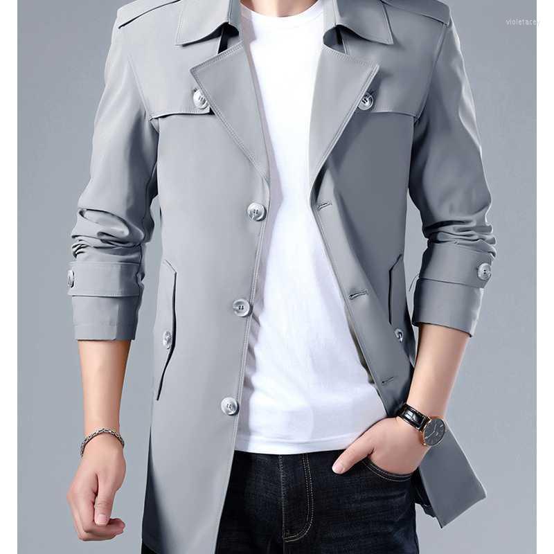 Men's Trench Coats Coat Medium Length Quality Business Viol22, Gray 
Men's Trench Coats Coat Medium Length Quality Business Viol22, Gray