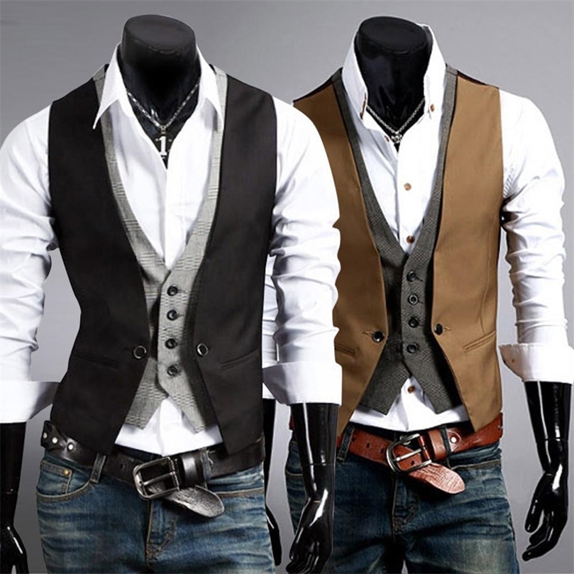 Men Formal Waistcoat Vest Business Solid Color Single Button Vest gilet Fake Twopieces V Neck Casual Slim chalecos para hombre 220704, Black
Men Formal Waistcoat Vest Business Solid Color Single Button Vest gilet Fake Twopieces V Neck Casual Slim chalecos para hombre 220704, Black