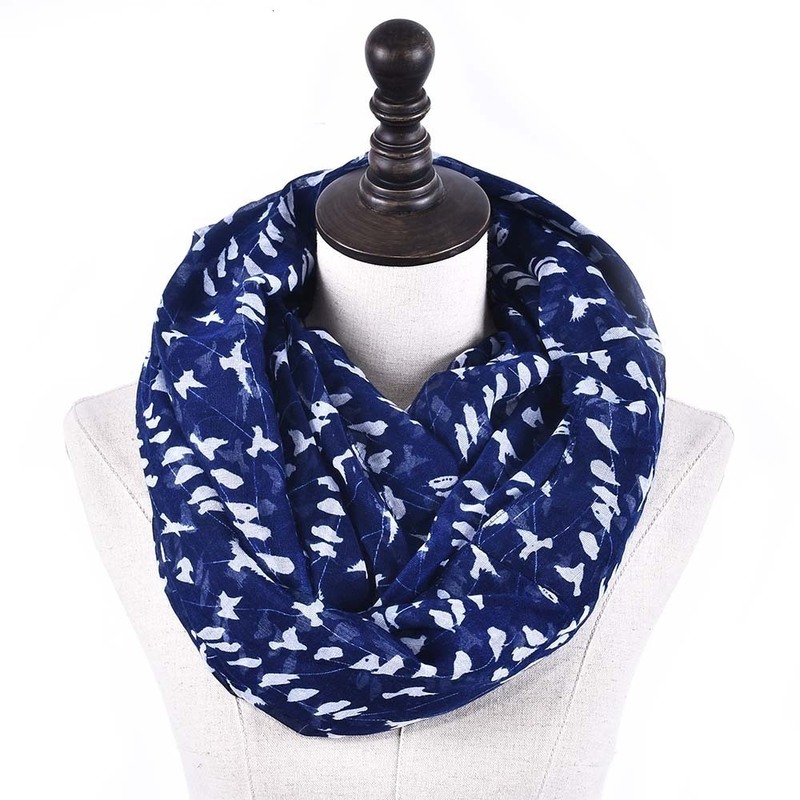 Lightweight Birds Print Shawl Scarfs For Head Wraps Ring Women Scarf Design With Floral Infinity Loop Neckerchief 220615