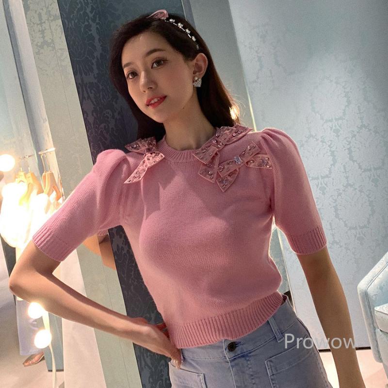 Women' T-Shirt Beaded Bows Pink Tshirt Ladies Tops 2022 Summer Women Clothing White Tee O Neck Short Sleeve T Shirts Mujer CamisetasWomen
Women' T-Shirt Beaded Bows Pink Tshirt Ladies Tops 2022 Summer Women Clothing White Tee O Neck Short Sleeve T Shirts Mujer CamisetasWomen