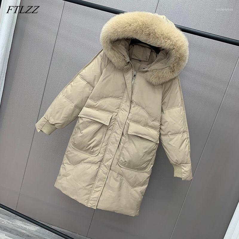 Women' Down & Parkas FTLZZ Winter Large Natural Real Fur Collar Hooded Feather Long Jacket Women Straight Loose Snow Warm Coat Fluffy Thick, Beige
Women' Down & Parkas FTLZZ Winter Large Natural Real Fur Collar Hooded Feather Long Jacket Women Straight Loose Snow Warm Coat Fluffy Thick, Beige