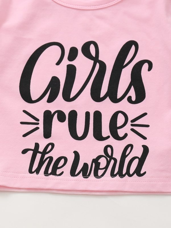 Toddler Girls Slogan Graphic Tee & Panel Joggers SHE