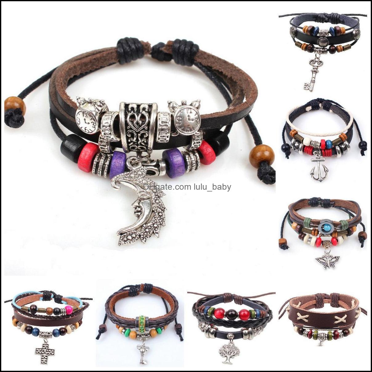 Charm Bracelets Leather Bracelet For Women Mens Bangles Hand Woven Braided Rope Genuine Chain Bead Infinity Baby Dhbn9
Charm Bracelets Leather Bracelet For Women Mens Bangles Hand Woven Braided Rope Genuine Chain Bead Infinity Baby Dhbn9