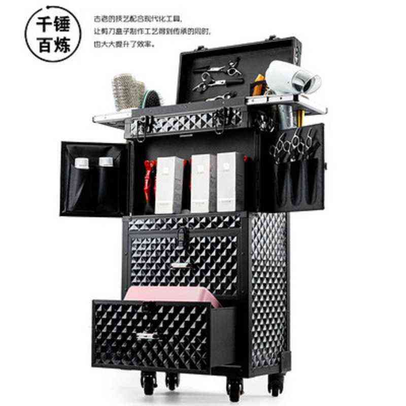 Privatni Red Large Volume Multifunctional Make Rolling Luggage Professional Hairdresser Tools Brand Custom Suitcase J220707