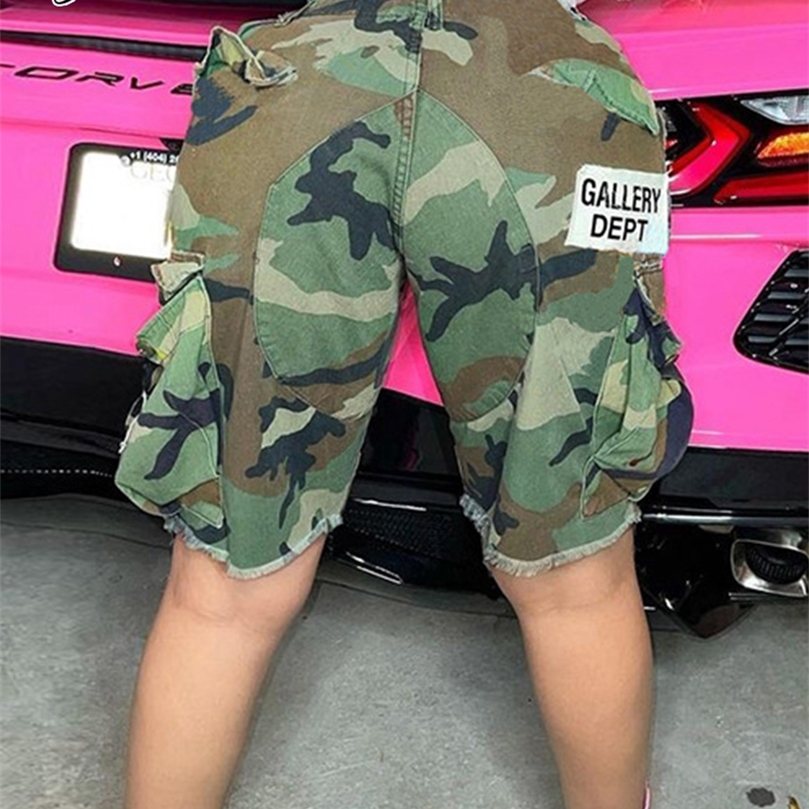 Joskaa Summer Casual High Waist Camouflage Pockets Sexy Woman Shorts For Women Short Jeans Pants Street Clothes 220527
