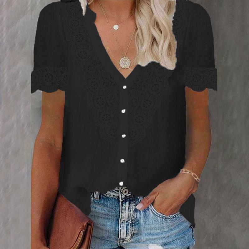 Women' Blouses & Shirts Commuters Shirt Stylish Female V-Neck Hollow Out Lace Patchwork For Dating Office Lady, Khaki
Women' Blouses & Shirts Commuters Shirt Stylish Female V-Neck Hollow Out Lace Patchwork For Dating Office Lady, Khaki