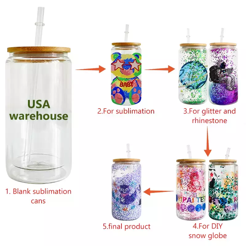 US Warehouse 12oz 16oz 20oz Sublimation Tumblers Double Wall Snow Globe Mug With bamboo lid And Straw Glitter DIY Clear Cup
US Warehouse 12oz 16oz 20oz Sublimation Tumblers Double Wall Snow Globe Mug With bamboo lid And Straw Glitter DIY Clear Cup