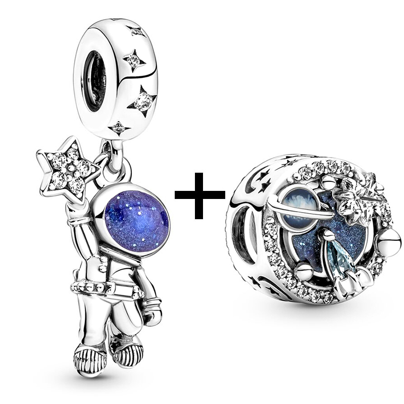 New Popular 925 Sterling Silver Bracelet Special Astronaut Collection Bead Pendant Charm Fit Bracelet Necklace Ladies Jewelry Accessories