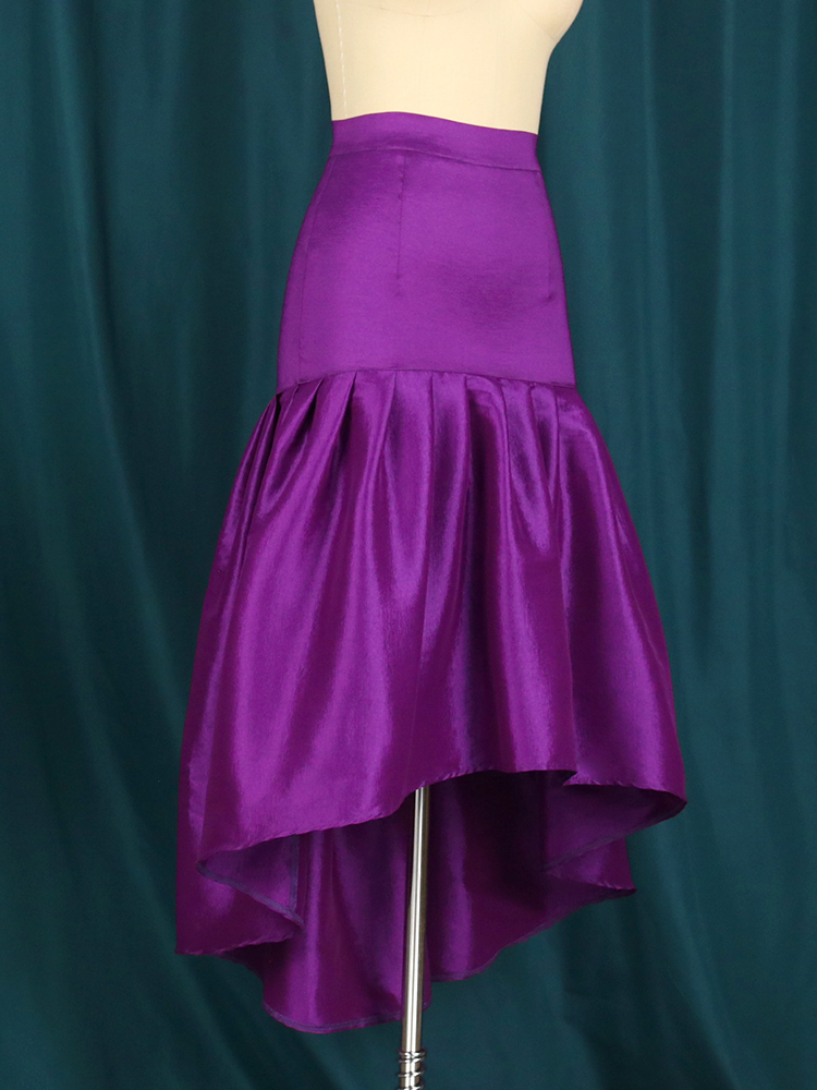 Women Party Skirts High Low Irregular Length Shiny Purple Christmas Lady Fashion Elegant Classy Female African Autumn Jupes 220322