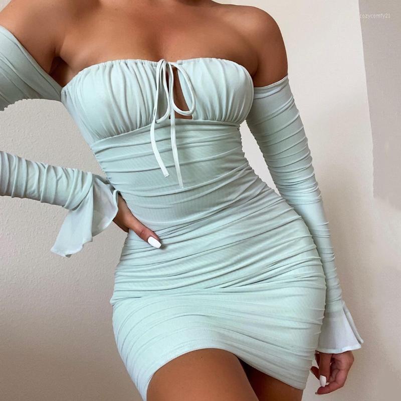 Casual Dresses SRUBY Off Shoulder Mesh Dress Fall Cut Out Tie Up Ruffles Flare Sleeve 2 Layer Elastic Slim Fit Mini Woman Sexy, Gray-green
Casual Dresses SRUBY Off Shoulder Mesh Dress Fall Cut Out Tie Up Ruffles Flare Sleeve 2 Layer Elastic Slim Fit Mini Woman Sexy, Gray-green