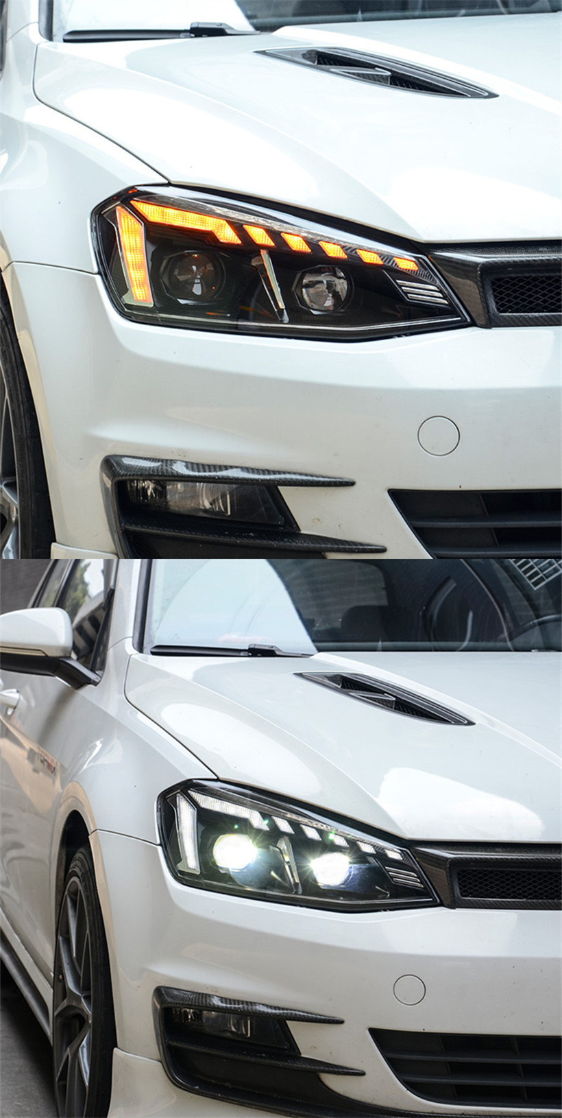 Headlights All LED For VW Golf 7 LED Headlight 2013-17 MK7 Turn Signal Angel Eye Lens Daytime Running Lights High Beam