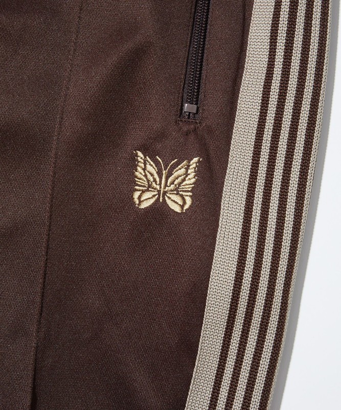 Brown AWGE Needles Pants Men Women 1 1 High Quality White Stripe Track Embroidered Butterfly Staight Trousers 220704
