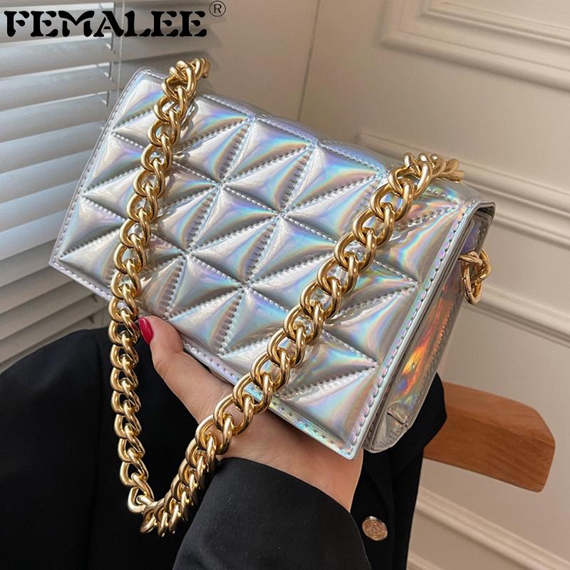 Shoulder Bags Colorful Laser Woman Bagute Quilted Fashion For Women Flap Clutch Handbag Metal Chain Small BagShoulderShoulder, Black
Shoulder Bags Colorful Laser Woman Bagute Quilted Fashion For Women Flap Clutch Handbag Metal Chain Small BagShoulderShoulder, Black
