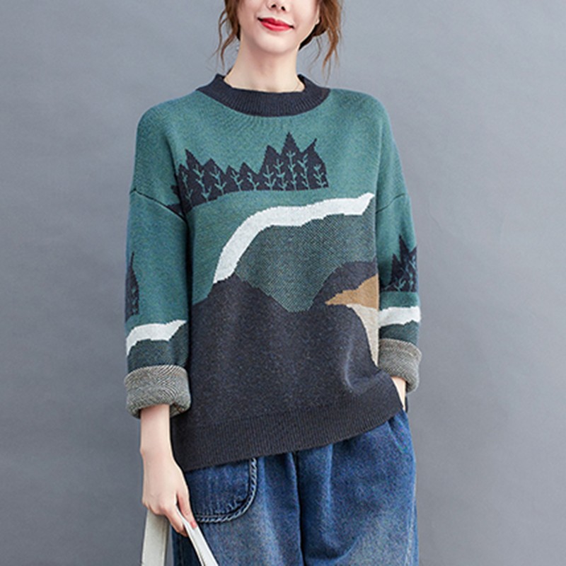 Women Casual Sweaters New Arrival 2022 Autumn Winter Korean Style Vintage Print Loose Female Long Sleeve Knitted Pullovers B1326, Photo color
Women Casual Sweaters New Arrival 2022 Autumn Winter Korean Style Vintage Print Loose Female Long Sleeve Knitted Pullovers B1326, Photo color