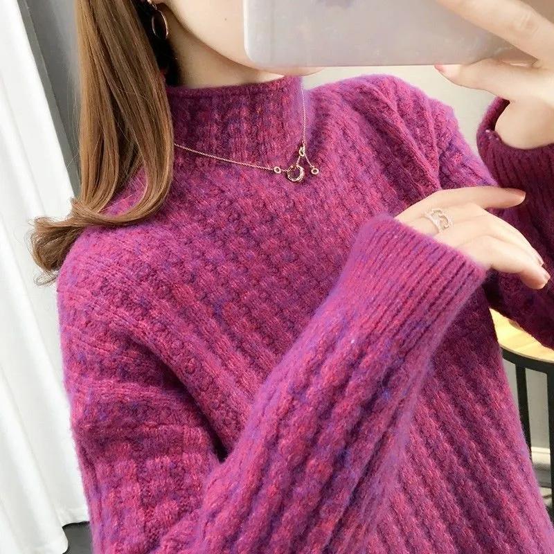 Women' Sweaters 2022 Autumn Winter Thick Sweater Women Knitted Ribbed Pullover Warm Long Sleeve Turtleneck Slim Jumper Clothing, Purple 
Women' Sweaters 2022 Autumn Winter Thick Sweater Women Knitted Ribbed Pullover Warm Long Sleeve Turtleneck Slim Jumper Clothing, Purple
