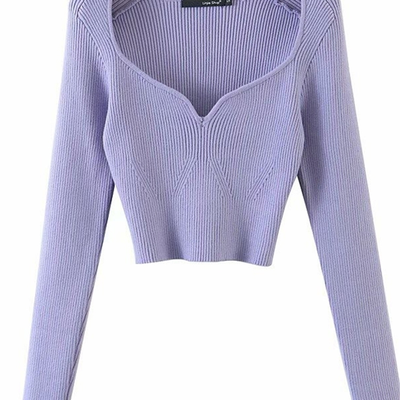 DEAT Autumn Short Square Collar Thin Knitted Pullovers Sweater Loose VNeck Long Sleeve Women Fashion 13U090 220813, Purple
DEAT Autumn Short Square Collar Thin Knitted Pullovers Sweater Loose VNeck Long Sleeve Women Fashion 13U090 220813, Purple