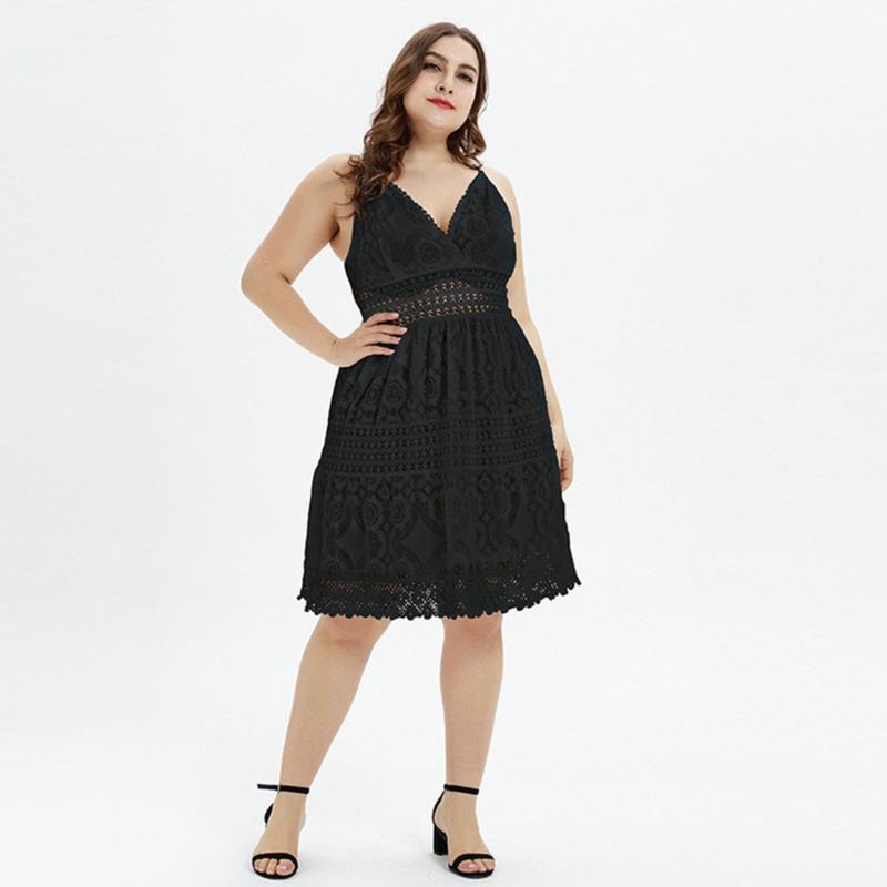 Plus Size Dresses Large Summer Sexy Chubby Woman Dress Black Lace Sling Stitching Women's Elegant V Neck Lady 4xlPlus
Plus Size Dresses Large Summer Sexy Chubby Woman Dress Black Lace Sling Stitching Women's Elegant V Neck Lady 4xlPlus