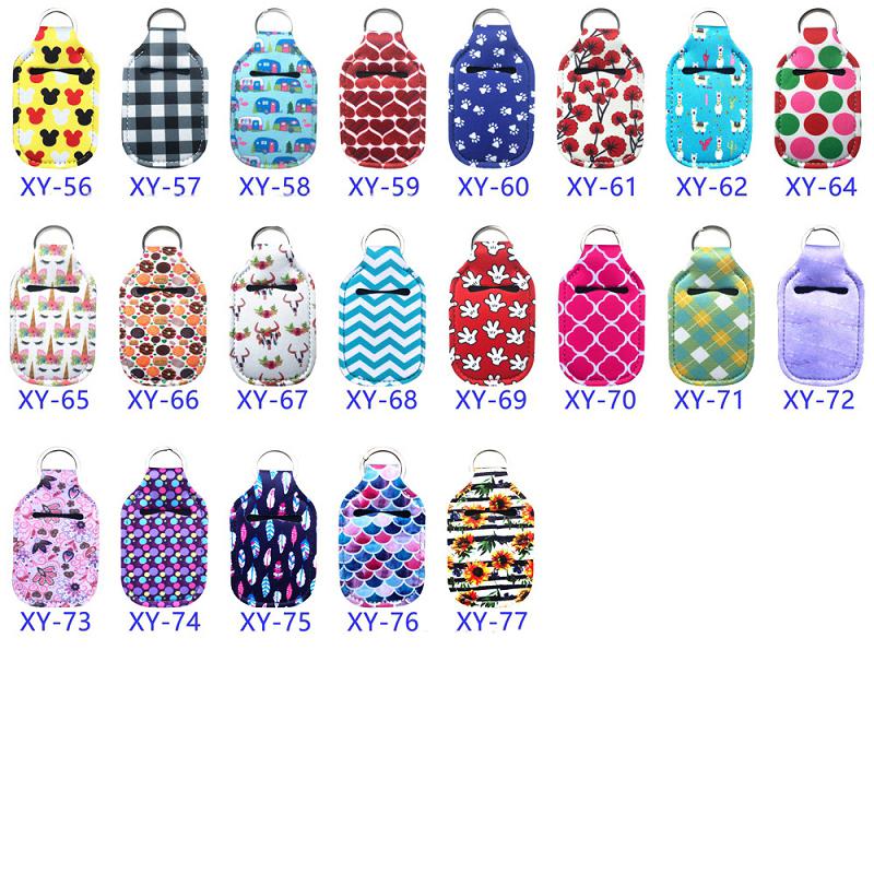 159 Styles Hand Sanitizer Bottle Holder 30ml Travel Size Portable Neoprene Cover with Keychain sunflower printing hand soap bottle bag