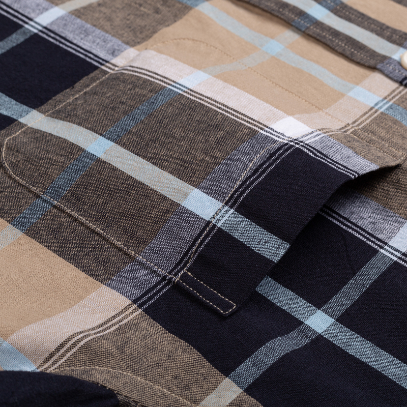 Men's Classic Fit Casual Plaid Linen Cotton Shirt Single Pocket Button-down Comfortable Soft Long Sleeve Stripe Checked Shirts 220322