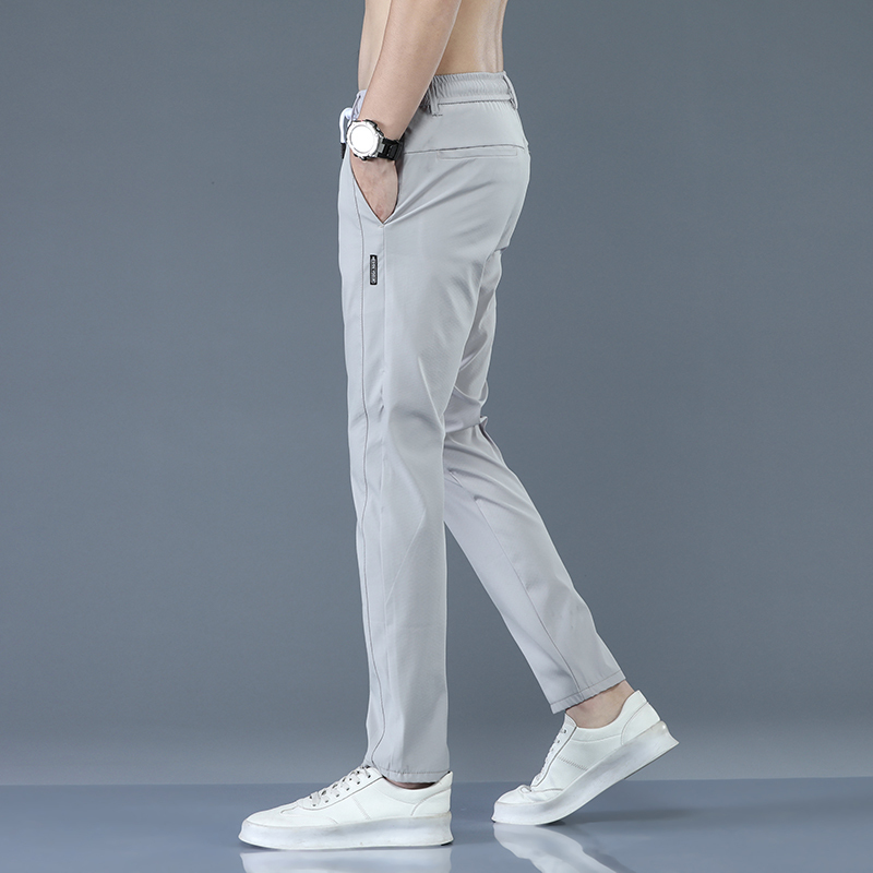 Men's Trousers Spring Summer Thin Green Solid Color Fashion Pocket Applique Full Length Casual Work Pants Pantalon 220509