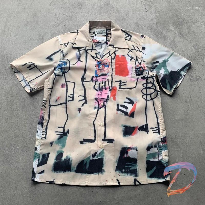 Men' Casual Shirts High Street WACKO MARIA Cool Men Wear Graffiti Khaki Short Sleeve ShirtsMen' Chee22, W105
Men' Casual Shirts High Street WACKO MARIA Cool Men Wear Graffiti Khaki Short Sleeve ShirtsMen' Chee22, W105