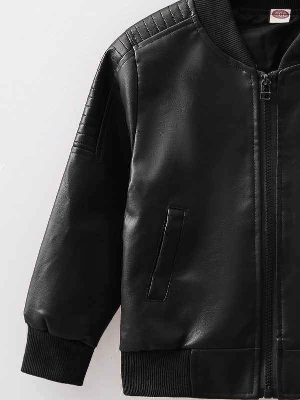 Toddler Boys PU Leather Bomber Jacket SHE