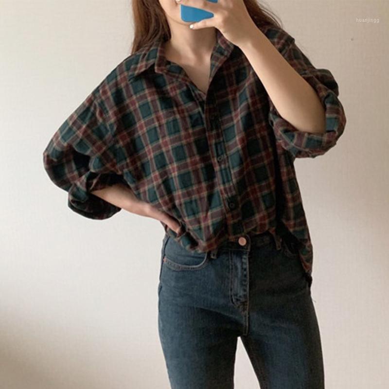 Spring Korea Fashion Women Long Sleeve Turn-down Collar Loose Shirts All-matched Casual Vintage Plaid Blouse S514 Women's Blouses &, Blue
Spring Korea Fashion Women Long Sleeve Turn-down Collar Loose Shirts All-matched Casual Vintage Plaid Blouse S514 Women's Blouses &, Blue