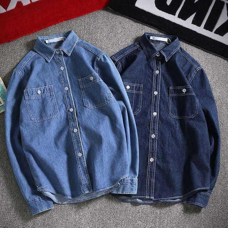 100 Cotton Denim Polo Shirt Shirts Men Casual Solid Color Thin Long Sleeve For Spring High Quality Jeans Male Autumn, Navy blue
100 Cotton Denim Polo Shirt Shirts Men Casual Solid Color Thin Long Sleeve For Spring High Quality Jeans Male Autumn, Navy blue