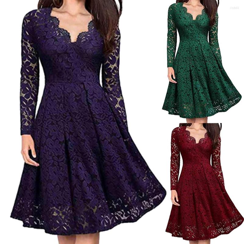 Dresses Retro Casual Women Lace Floral V Neck Long Sleeve Tight Waist A-line Midi Dress Party, Purple
Dresses Retro Casual Women Lace Floral V Neck Long Sleeve Tight Waist A-line Midi Dress Party, Purple