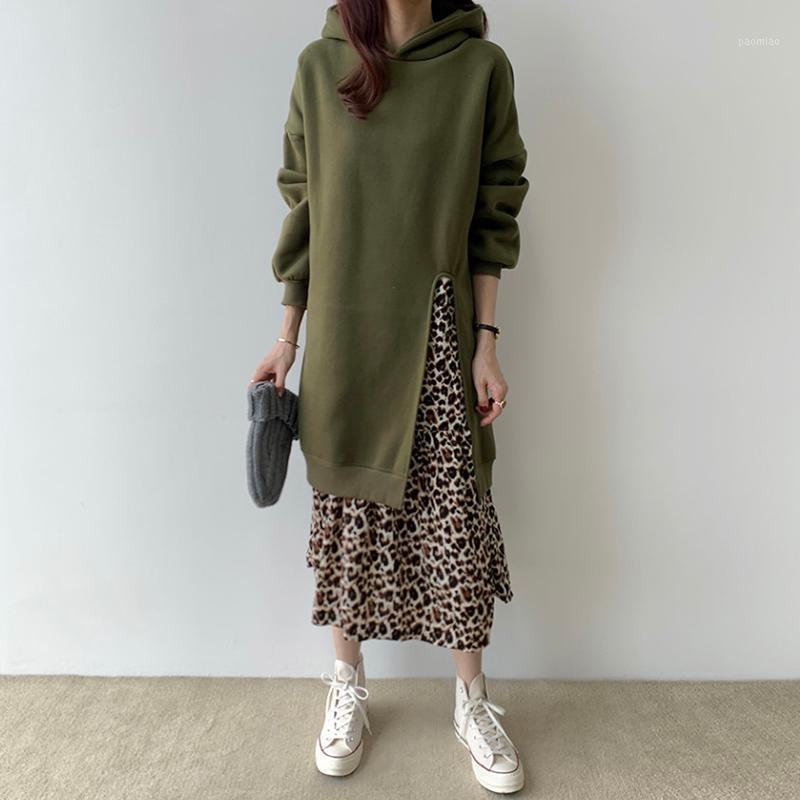 Casual Dresses Splicing Leopard Fake Two Women Long Sleeve Hooded Loose Dress Female 2022 Autumn And Winter Korean, Black(plus velvet)
Casual Dresses Splicing Leopard Fake Two Women Long Sleeve Hooded Loose Dress Female 2022 Autumn And Winter Korean, Black(plus velvet)
