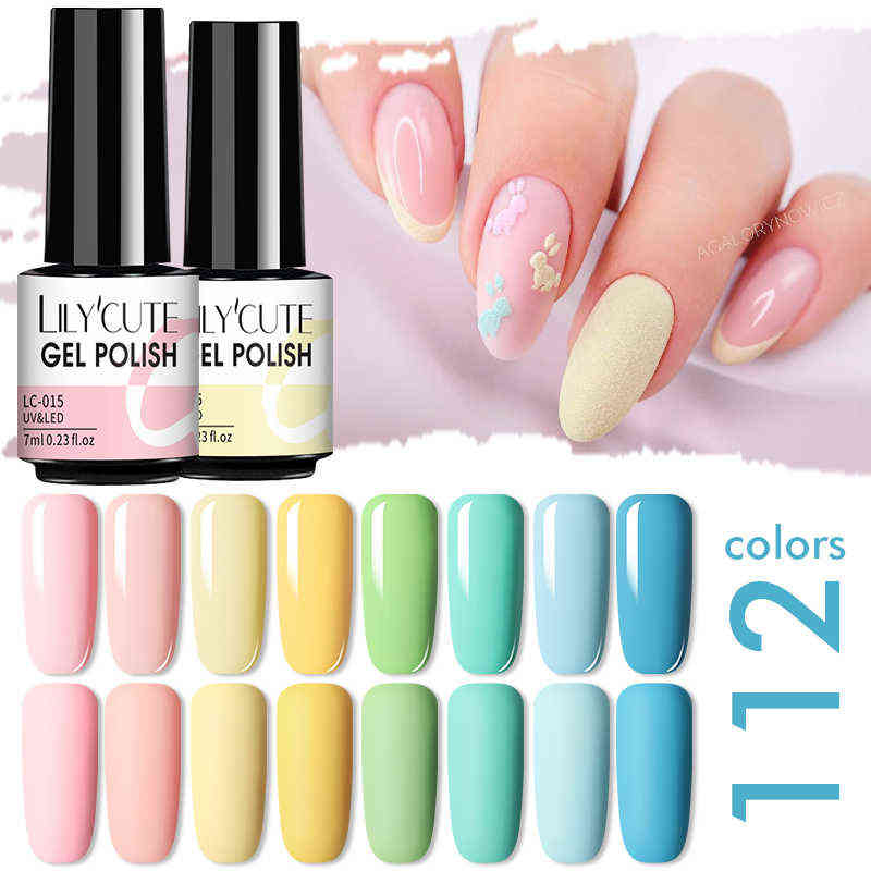 Nail Gel Toy Lilycute 2 4 6 Pcs Polish Set 136color Glitter Semi Permanent Hybrid Varnish Base Top Coat Soak Off Uv Led Art 0328