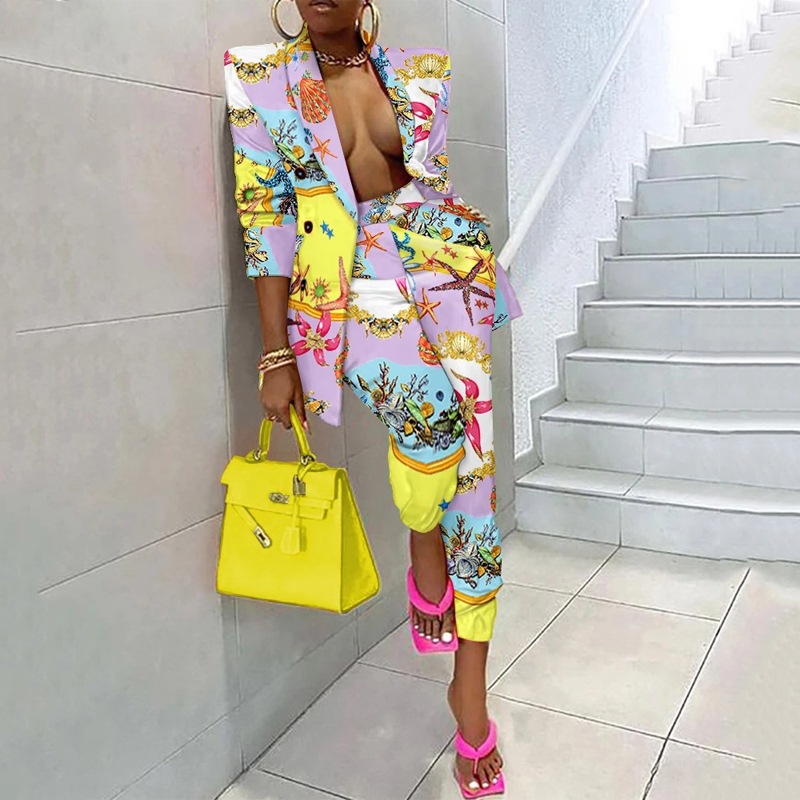 Fashion Printing 2 Piece Set Women Suit Blazer and Pants Matching Office Female Ladies Pant Formal 220718, Pink
Fashion Printing 2 Piece Set Women Suit Blazer and Pants Matching Office Female Ladies Pant Formal 220718, Pink