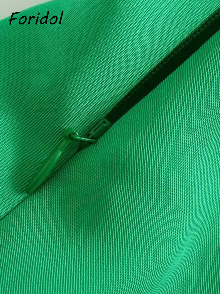 Foridol Lace Up One Shoulder Ruched Green Party Dress Batwing Sleeve Short Elegant Clubwear Dress Vestidos De Fiesta Summer Robe 220511