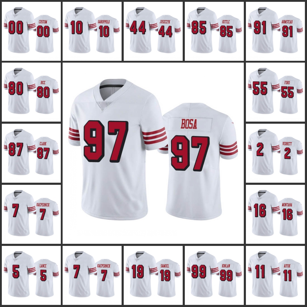 Jersey Wholesale Custom San Francisco''49ers''Men #97 Nick Bosa 7 Colin Kaepernick 11 Brandon Aiyuk''NFL''Women Youth Custom Limited Jersey
Jersey Wholesale Custom San Francisco''49ers''Men #97 Nick Bosa 7 Colin Kaepernick 11 Brandon Aiyuk''NFL''Women Youth Custom Limited Jersey