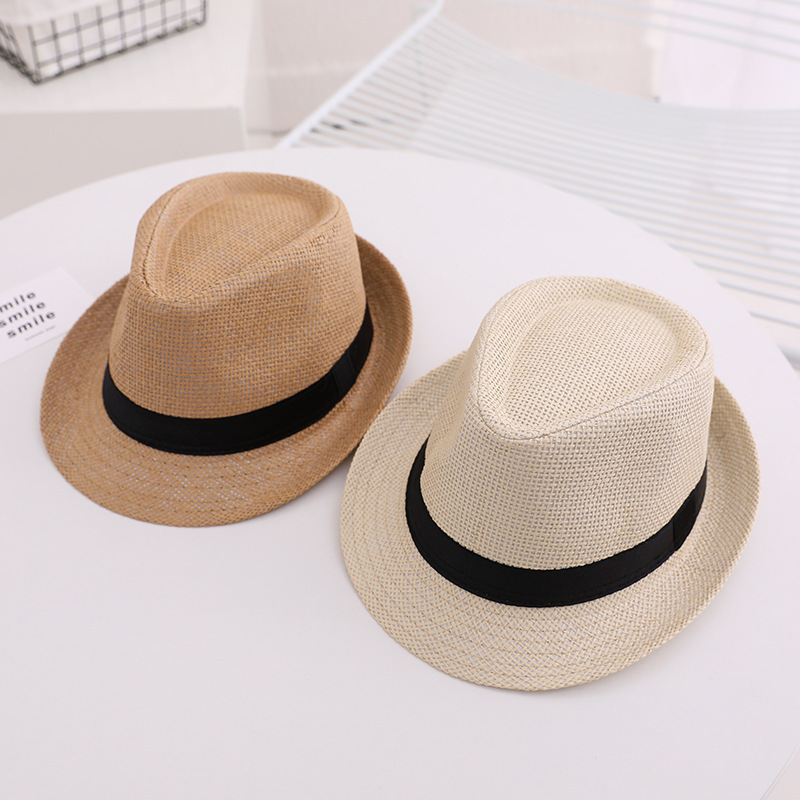 Topi Anakanak Ibu Musim Panas untuk Anak Perempuan Anak Lakilaki Topi Jerami Panama Anak Fedora Topi Pelindung Matahari Pantai Perjalanan 220611