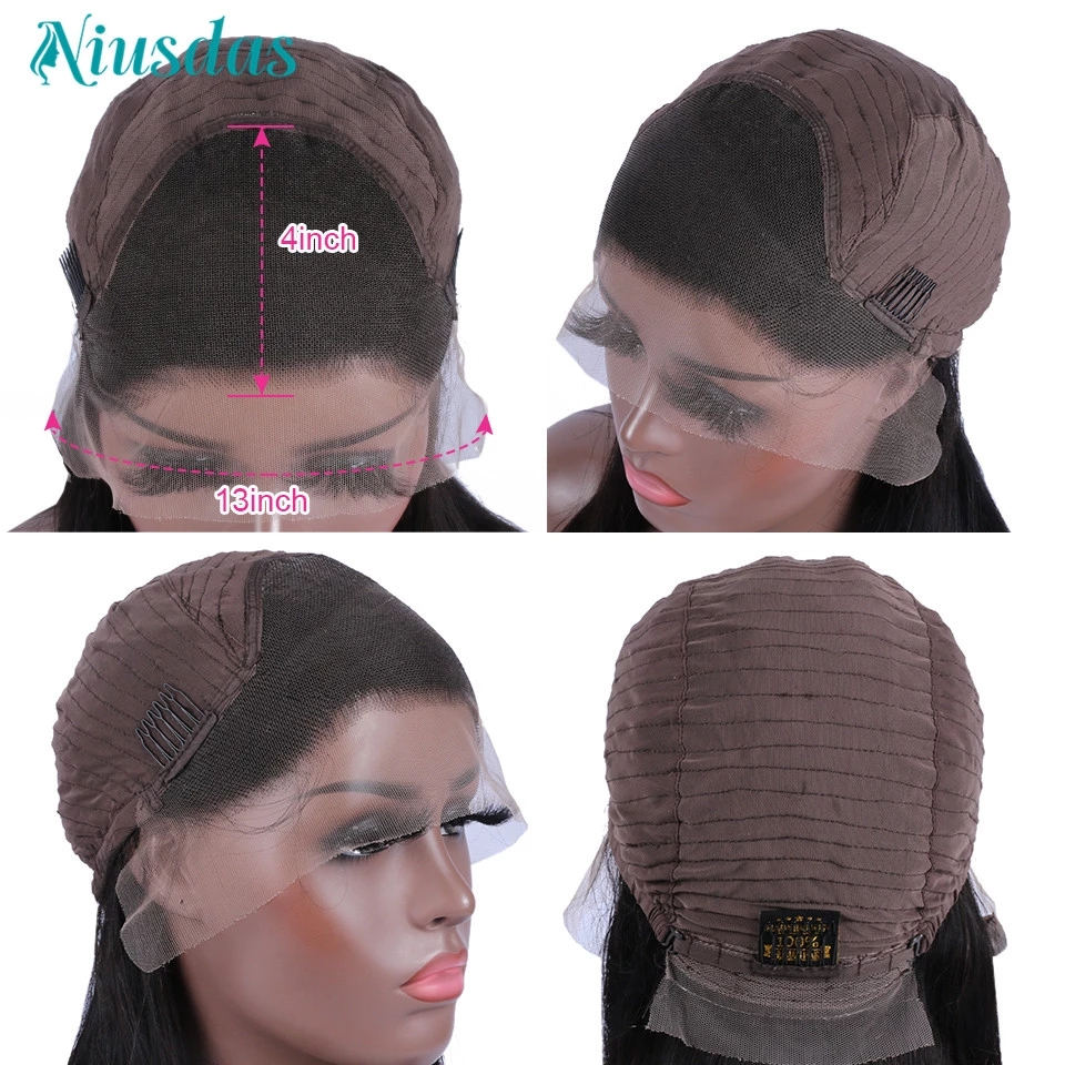 #4 Dark Brown Lace Frontal Wig Human Hair Wigs Brazilian Straight 13x4 Synthetic Closure Wigs For Women