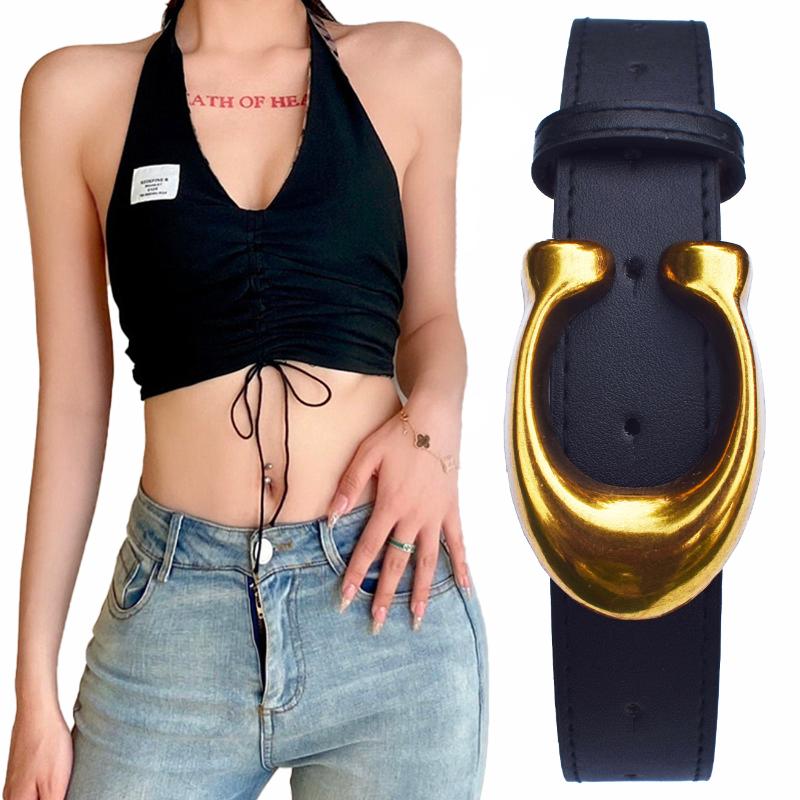Belts Fashion High Quality Women Leather Retro Waist Strap Designer C Buckle Female Ladies Waistband All-match Jeans BeltBelts, Black
Belts Fashion High Quality Women Leather Retro Waist Strap Designer C Buckle Female Ladies Waistband All-match Jeans BeltBelts, Black